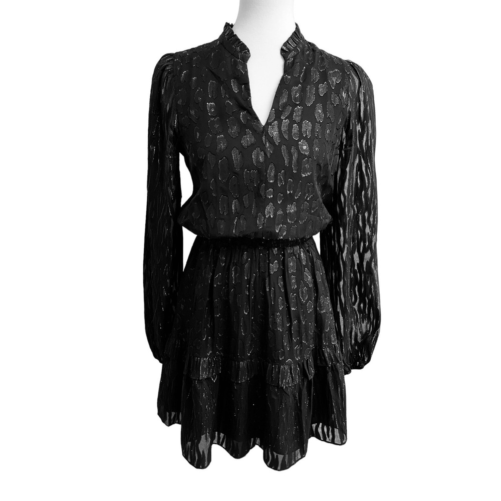 Lilly Pulitzer Metallic Silk Blend Dress Women Size 2 Black Silver